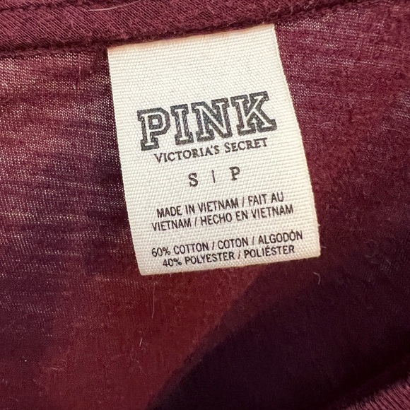 PINK by Victoria’s Secret Long Sleeve Tunic Maroon Knit Top - Picture 3 of 4